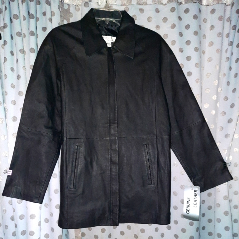 TOWER HILL COLLECTION Full Zip Leather Jacket S NEW